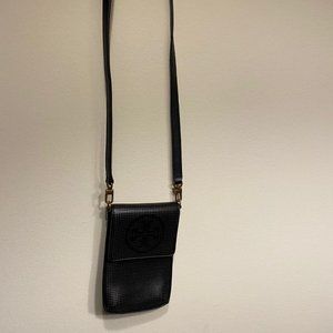 Tory Burch Black Leather Phone Crossbody